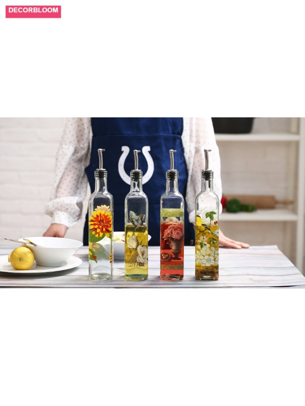 2 Pack Glass Oil Dispenser Bottles for Vinegar, 17oz Stainless Steel Pourers - Picture 6 of 6